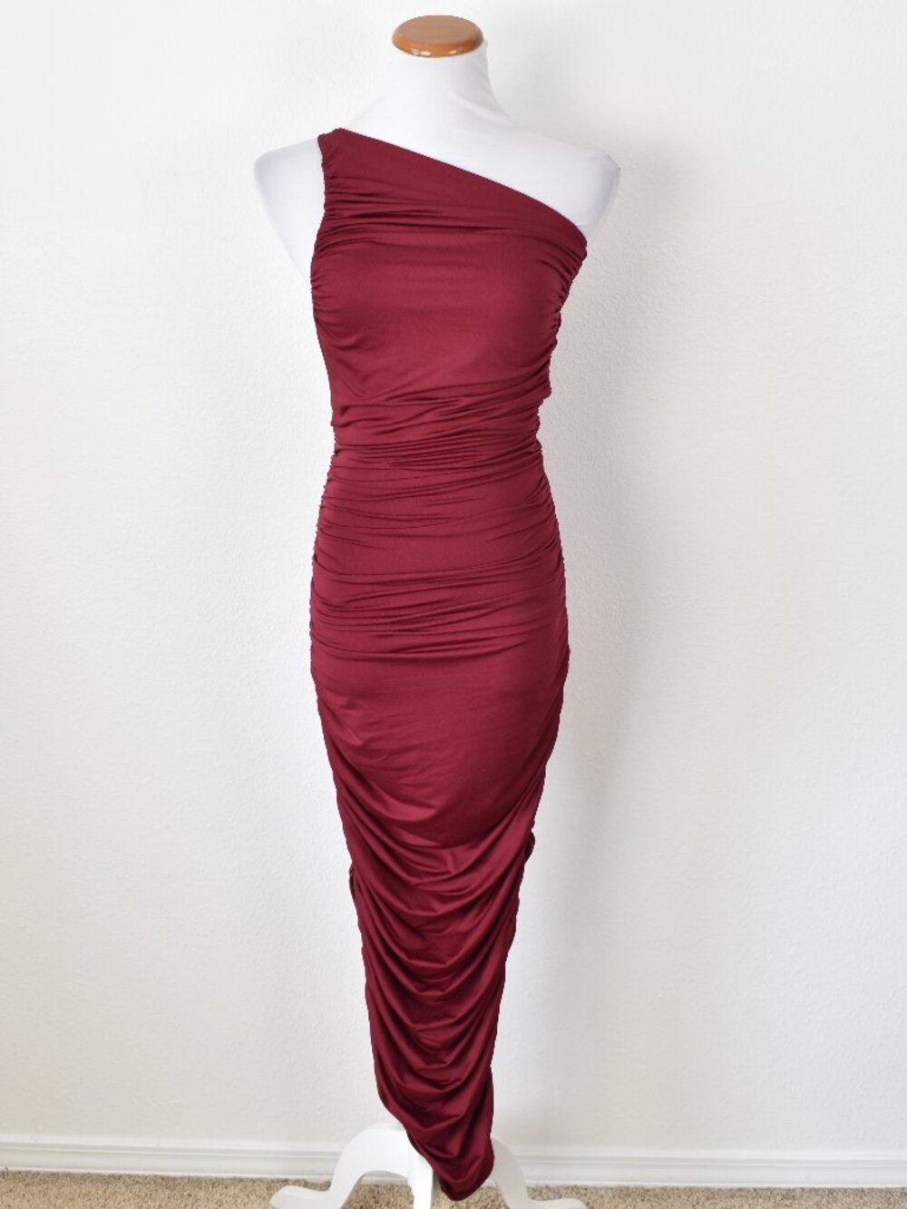 Oh Polly Ruched One Shoulder Midaxi Sheath Dress - 6
